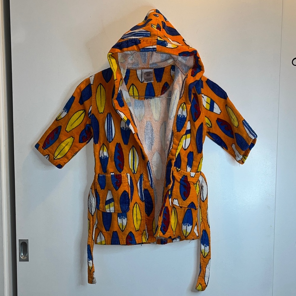 Colorful Hooded Surfboard Print Robe